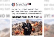 Foto de Trump publicó una foto armada y advirtió a Irán: "¡Despierta rápido!"