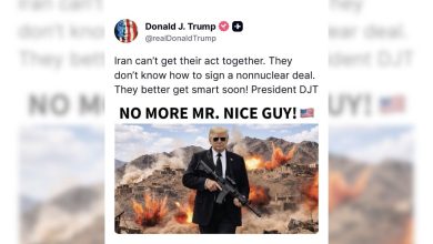 Foto de Trump publicó una foto armada y advirtió a Irán: "¡Despierta rápido!"