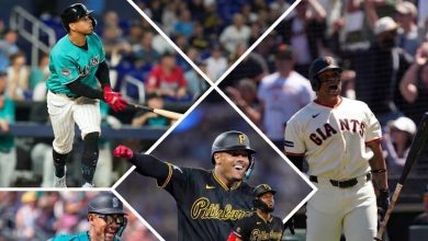 Foto de Esmerlyn Valdez conecta su primer jonrón en la MLB, liderando el festival de jonrones de Devers, Oneil Cruz y Julio Rodríguez.