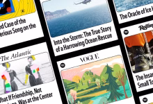 Foto de Spotify examina artículos descriptivos de revistas dentro de la capa de audiolibros