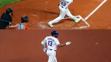 Foto de Junior Caminero lanza un misil de 432 pies para abrir mayo con su noveno jonrón.