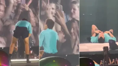 Foto de Harry Styles se desploma en concierto tras ahogarse con agua