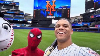 Foto de Juan Soto y Mr. Met irrumpen en el universo Spider-Man con un nuevo negocio