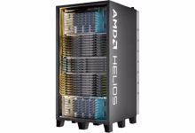 Foto de Helios de AMD incluye 72 GPU y 31 terabytes de HBM4 en un rack. Es la respuesta de AMD al NVL72 de Nvidia.