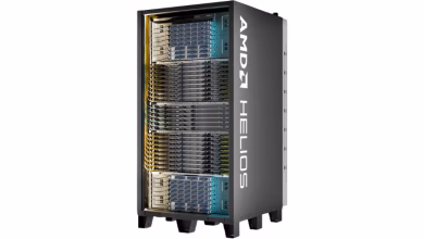Foto de Helios de AMD incluye 72 GPU y 31 terabytes de HBM4 en un rack. Es la respuesta de AMD al NVL72 de Nvidia.